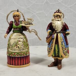 Jim Shore Heartwood Creek Santa & Mrs. Claus Ornament Pair 4” Christmas Couple